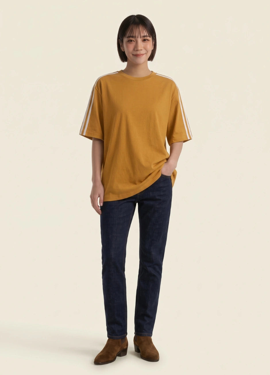 Oversized Stripe T-Shirt - Mustard