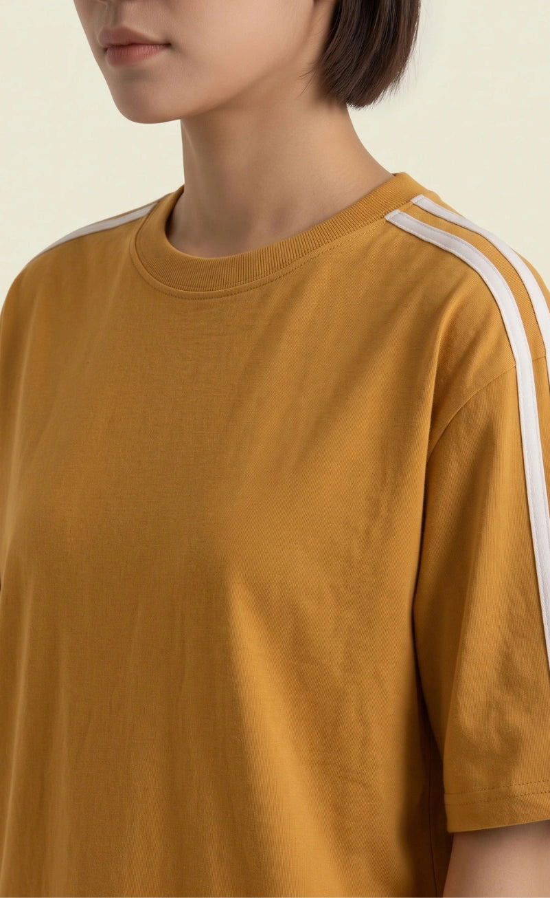 Oversized Stripe T-Shirt - Mustard