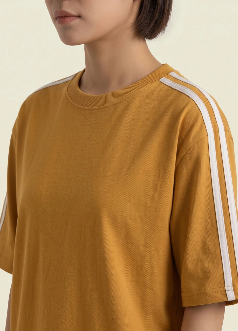 Oversized Stripe T-Shirt - Mustard