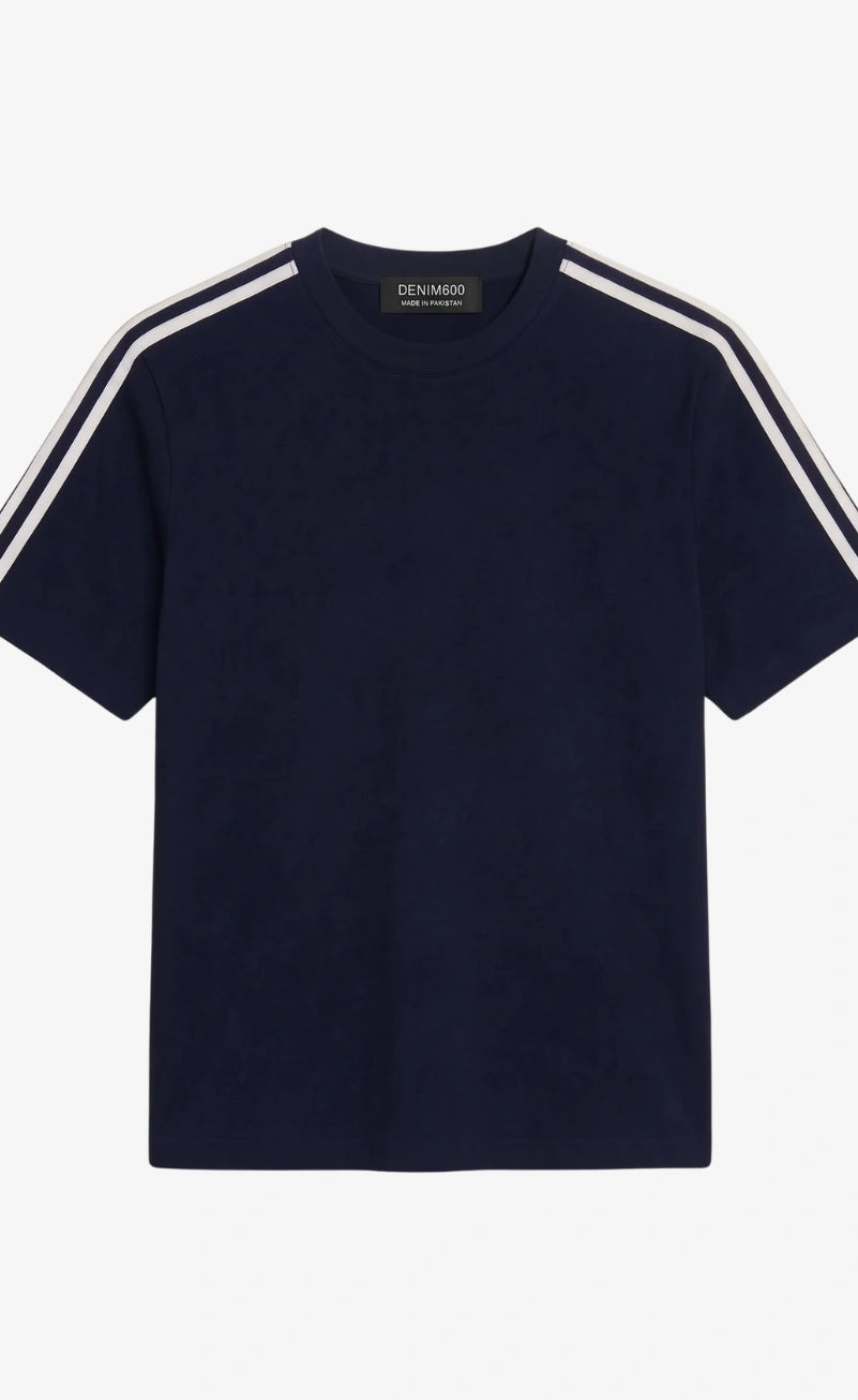 Oversized Stripe T-Shirt - Navy Blue