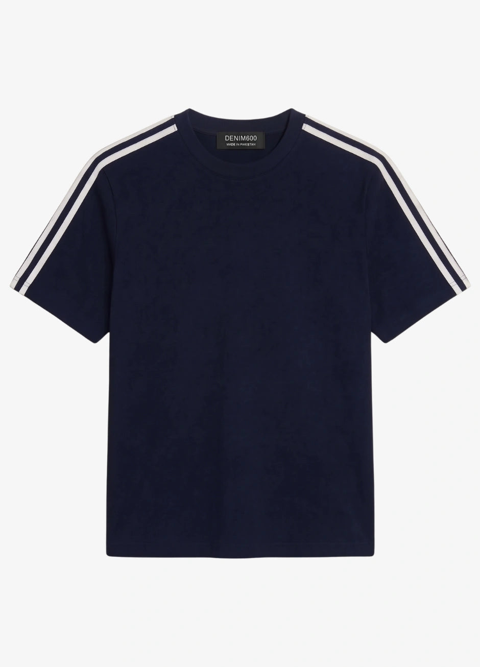 Oversized Stripe T-Shirt - Navy Blue