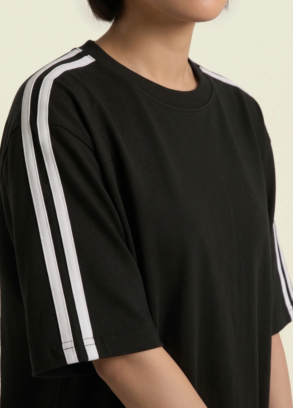 Oversized Stripe T-Shirt - Black