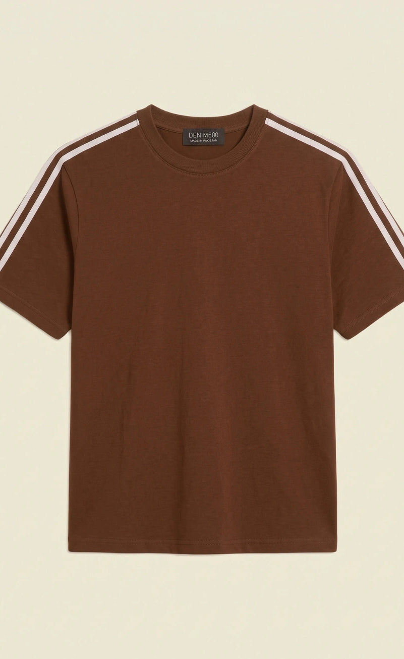 Oversized Stripe T-Shirt - Brown