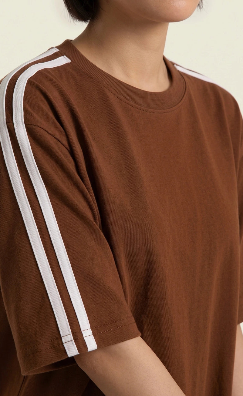 Oversized Stripe T-Shirt - Brown