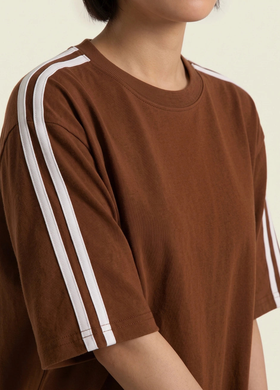 Oversized Stripe T-Shirt - Brown