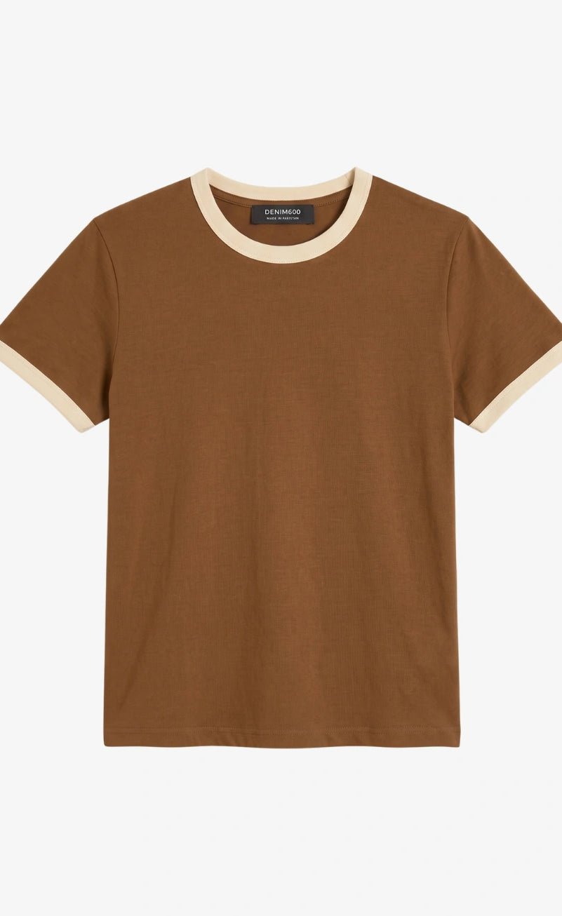 Contrast Trim T-Shirt - Mustard
