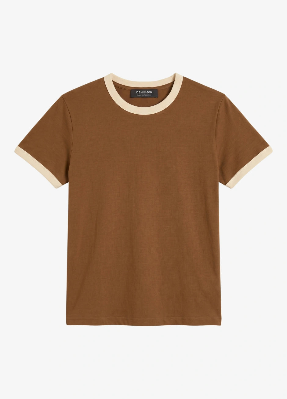 Contrast Trim T-Shirt - Mustard