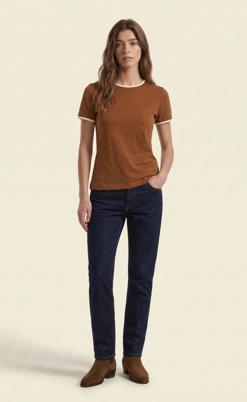 Contrast Trim T-Shirt - Mustard