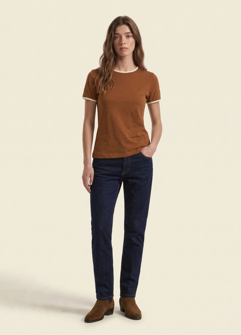 Contrast Trim T-Shirt - Mustard