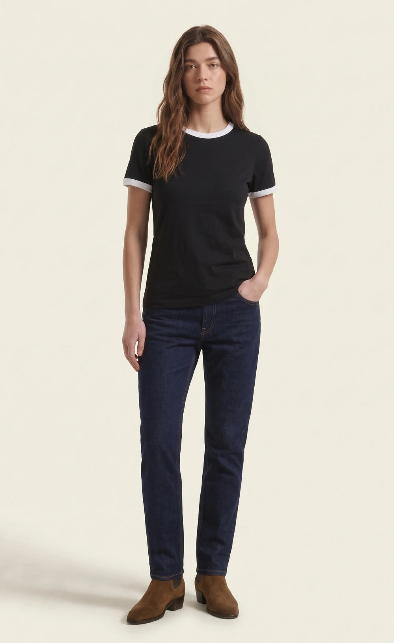 Contrast Trim T-Shirt - Black