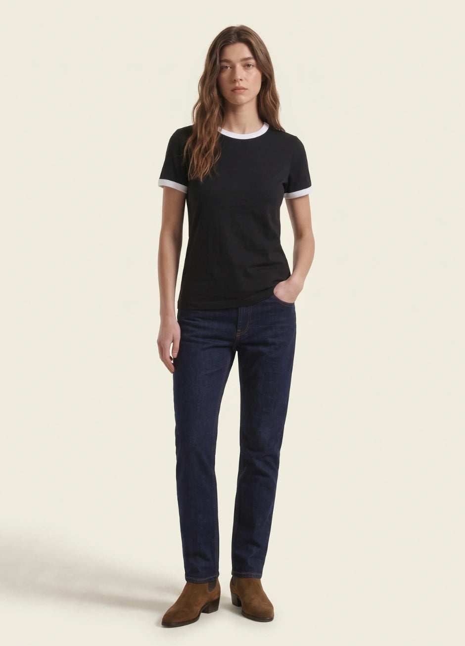Contrast Trim T-Shirt - Black