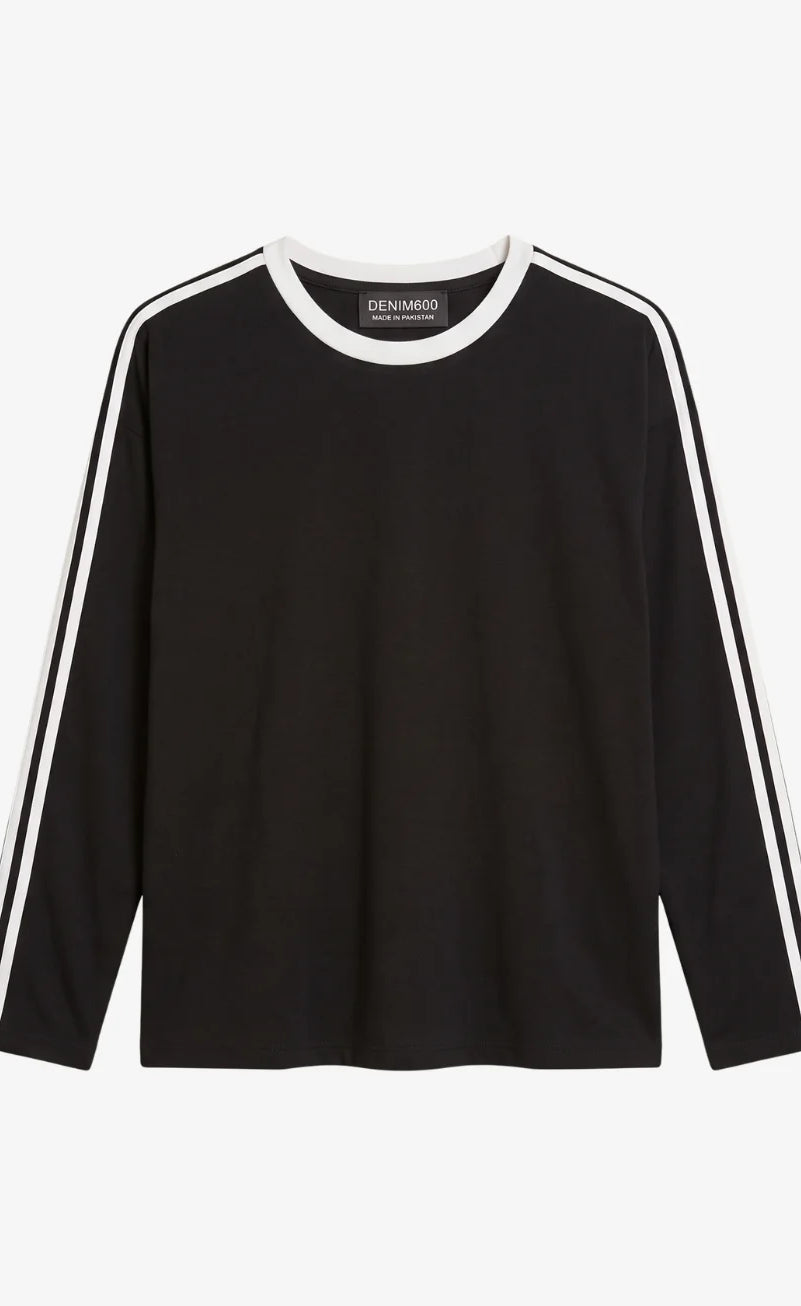 Striped Oversized Top | Black