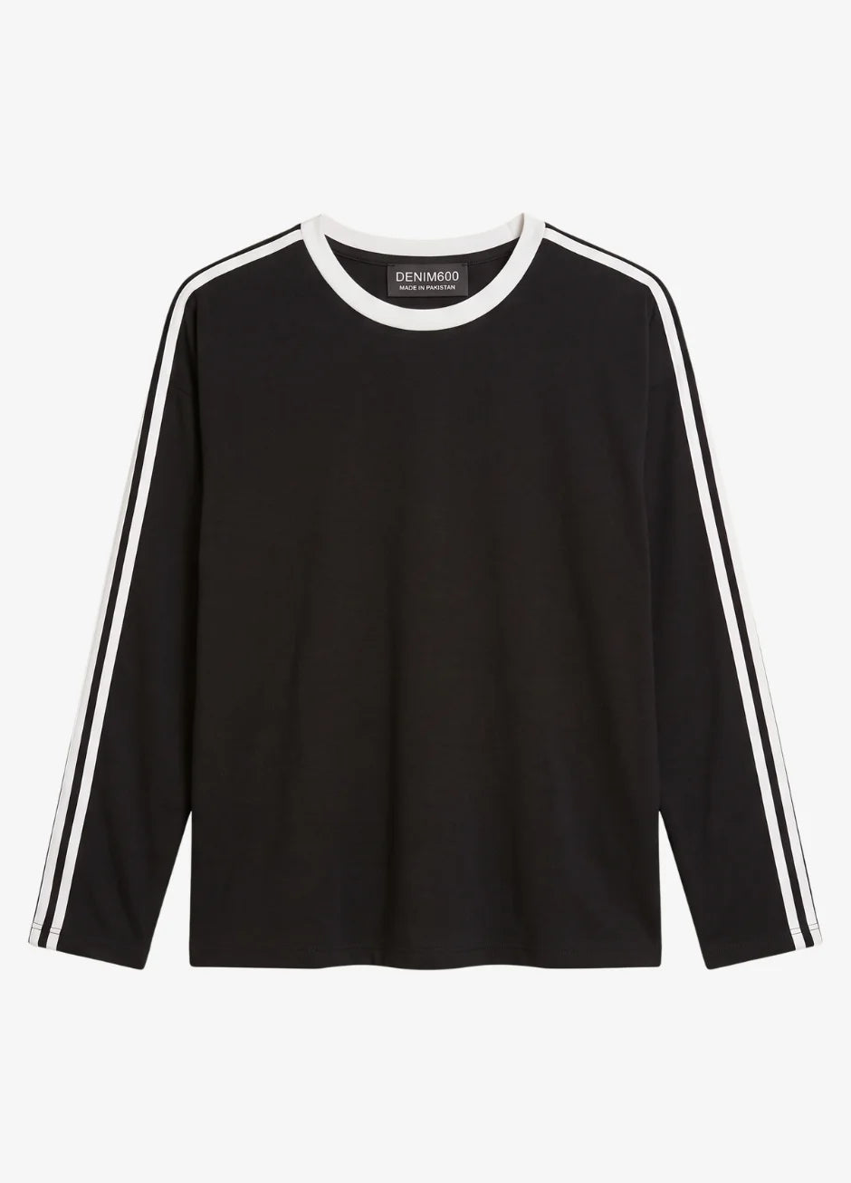 Striped Oversized Top | Black