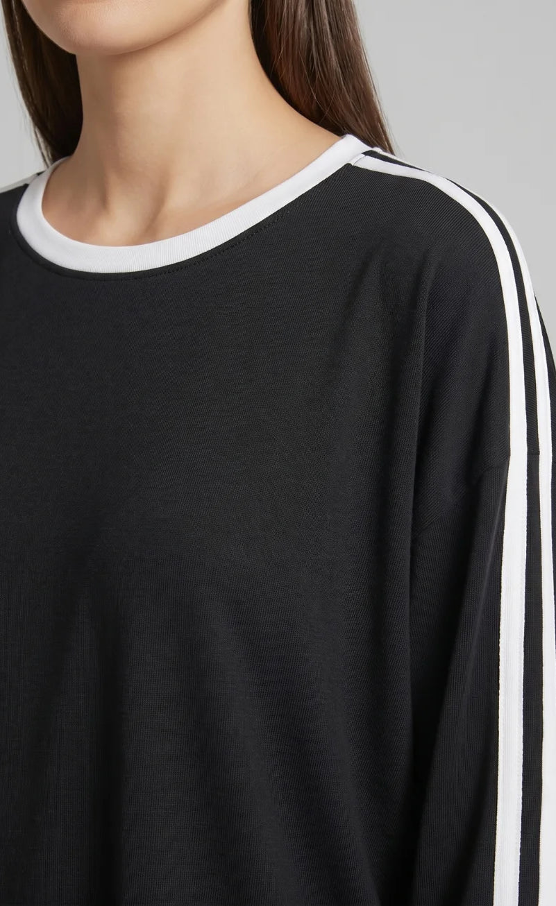 Striped Oversized Top | Black