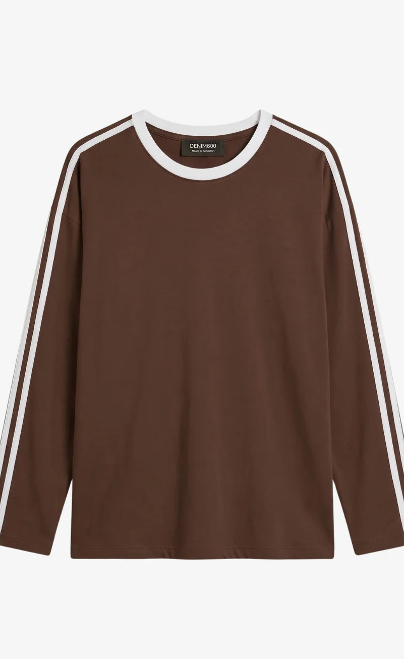 Striped Oversized Top | Brown