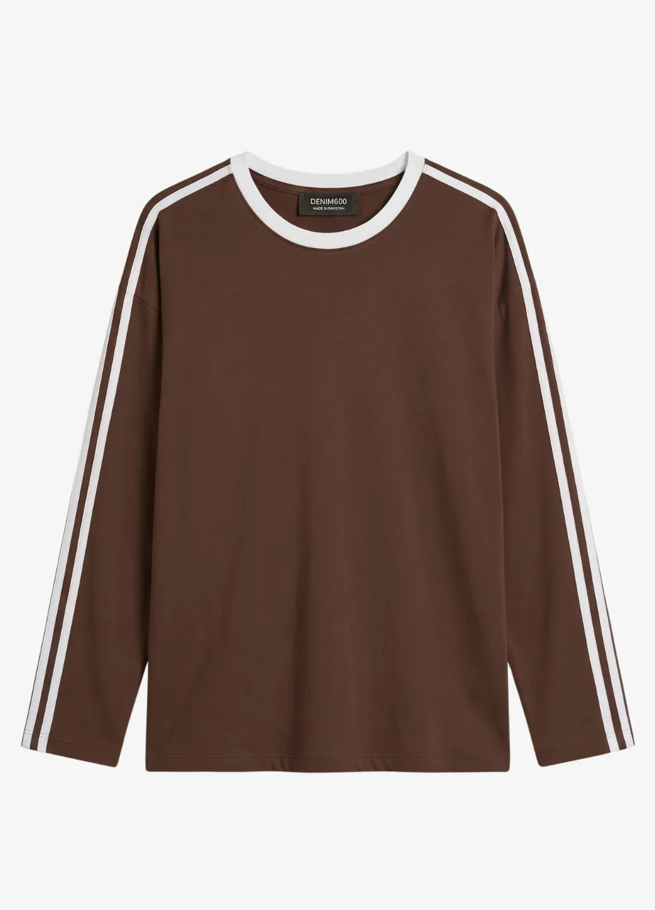 Striped Oversized Top | Brown