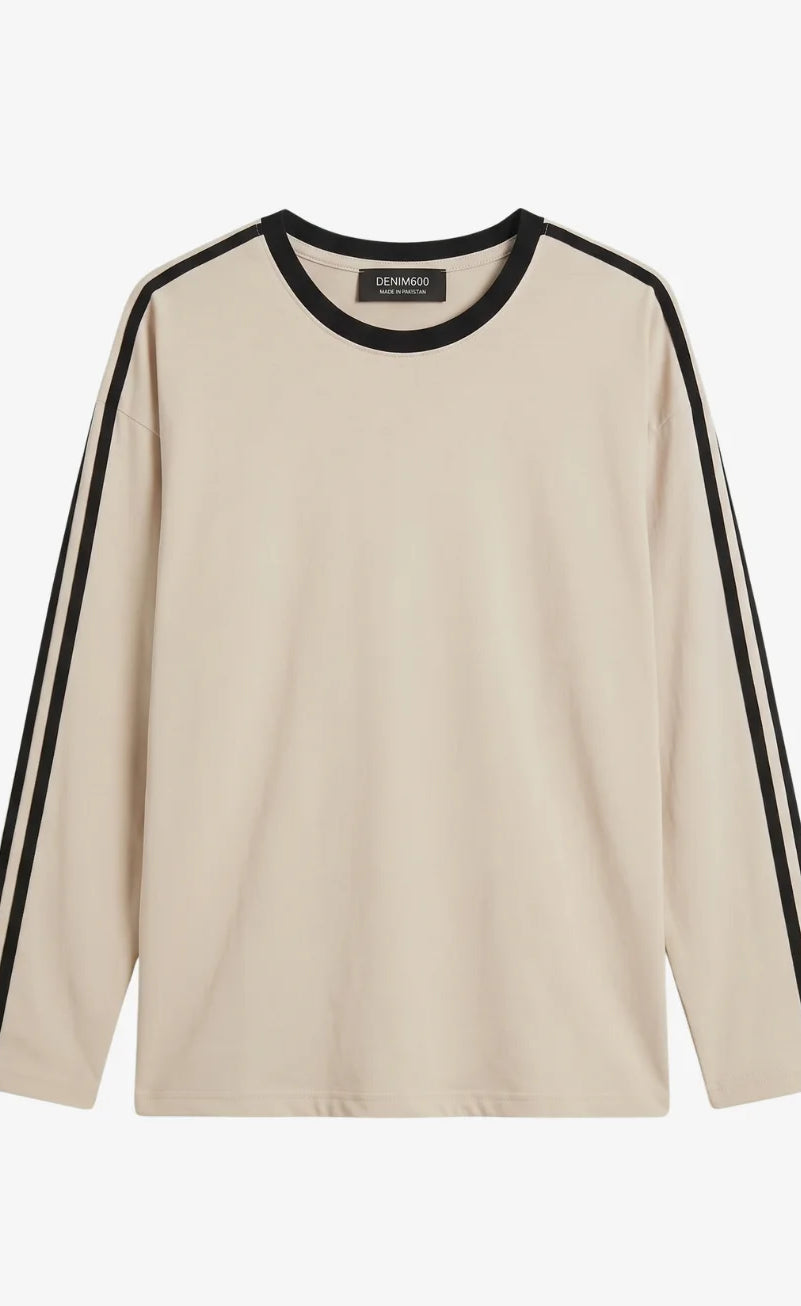Striped Oversized Top | Beige