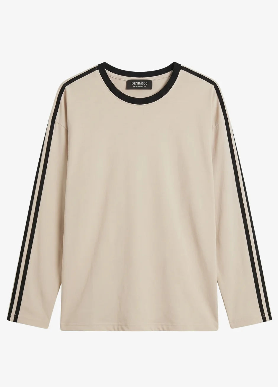Striped Oversized Top | Beige