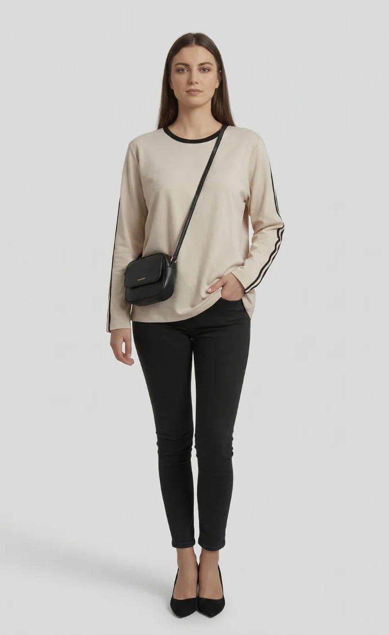 Striped Oversized Top | Beige