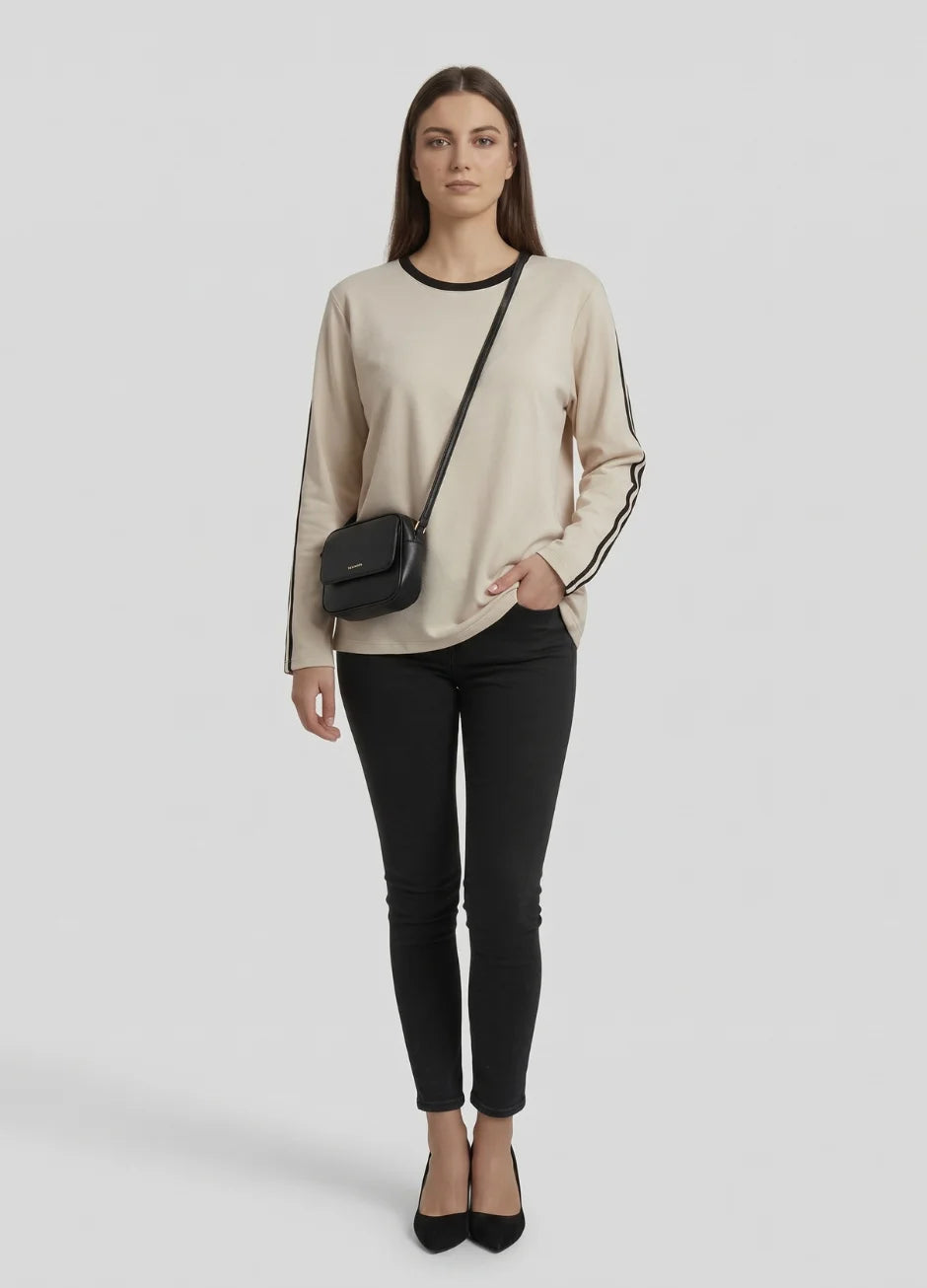 Striped Oversized Top | Beige