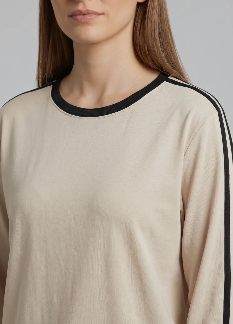 Striped Oversized Top | Beige