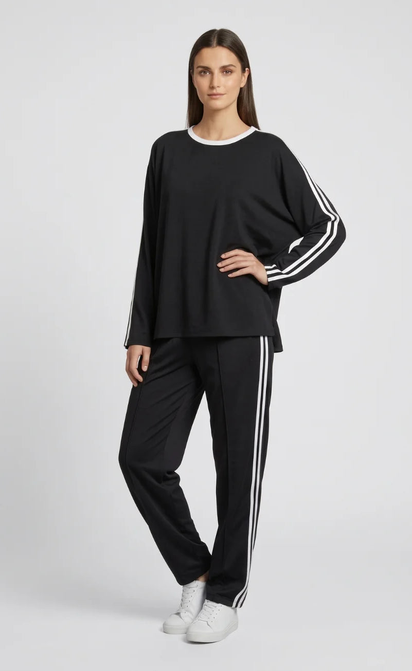 Striped Oversized Top | Black