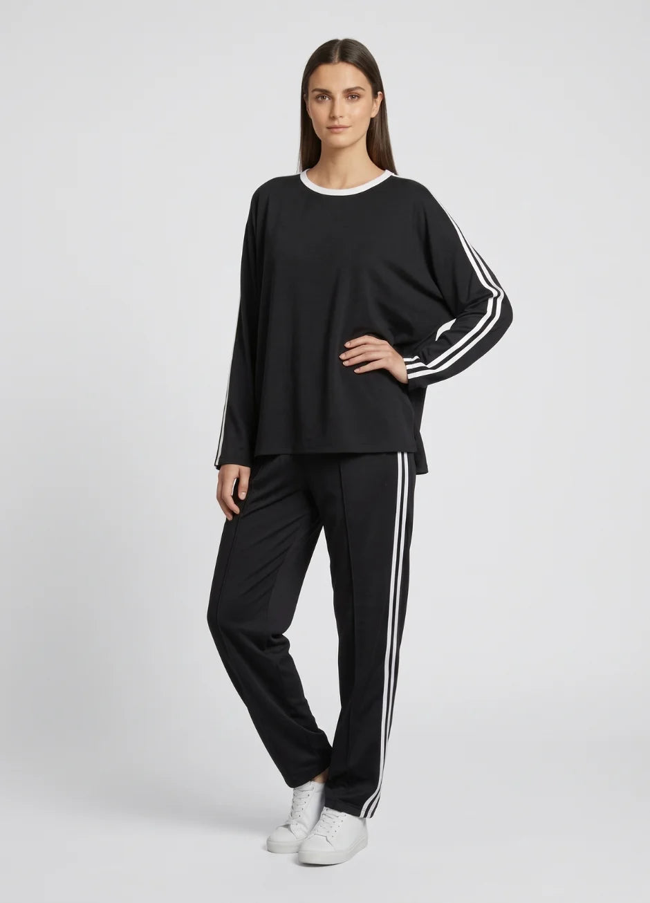Striped Oversized Top | Black