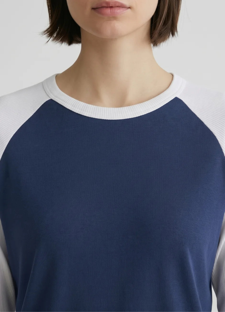 Contrast Raglan Sleeve Top | Blue/White