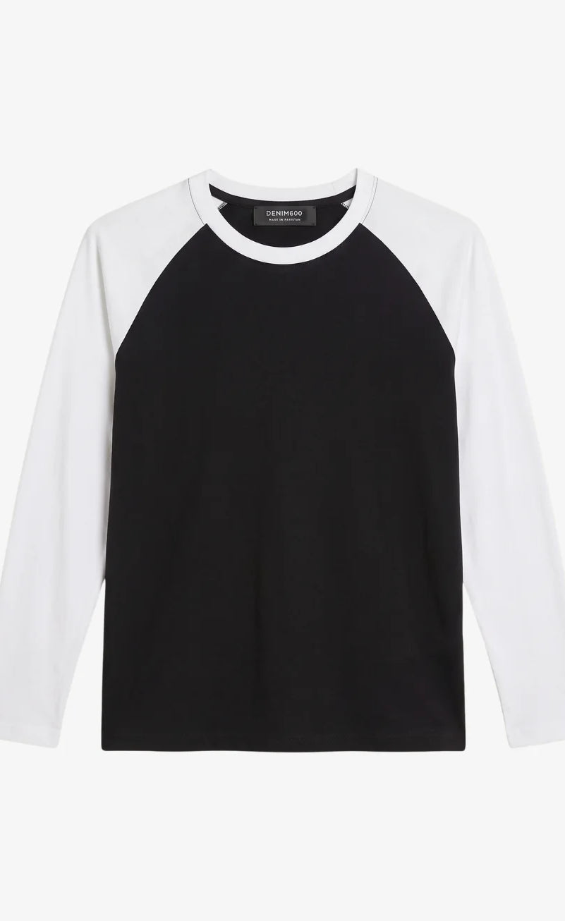 Contrast Raglan Sleeve Top | Black/White