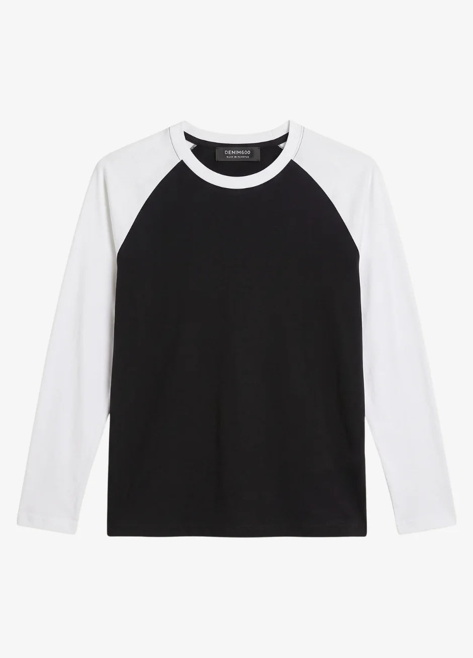 Contrast Raglan Sleeve Top | Black/White
