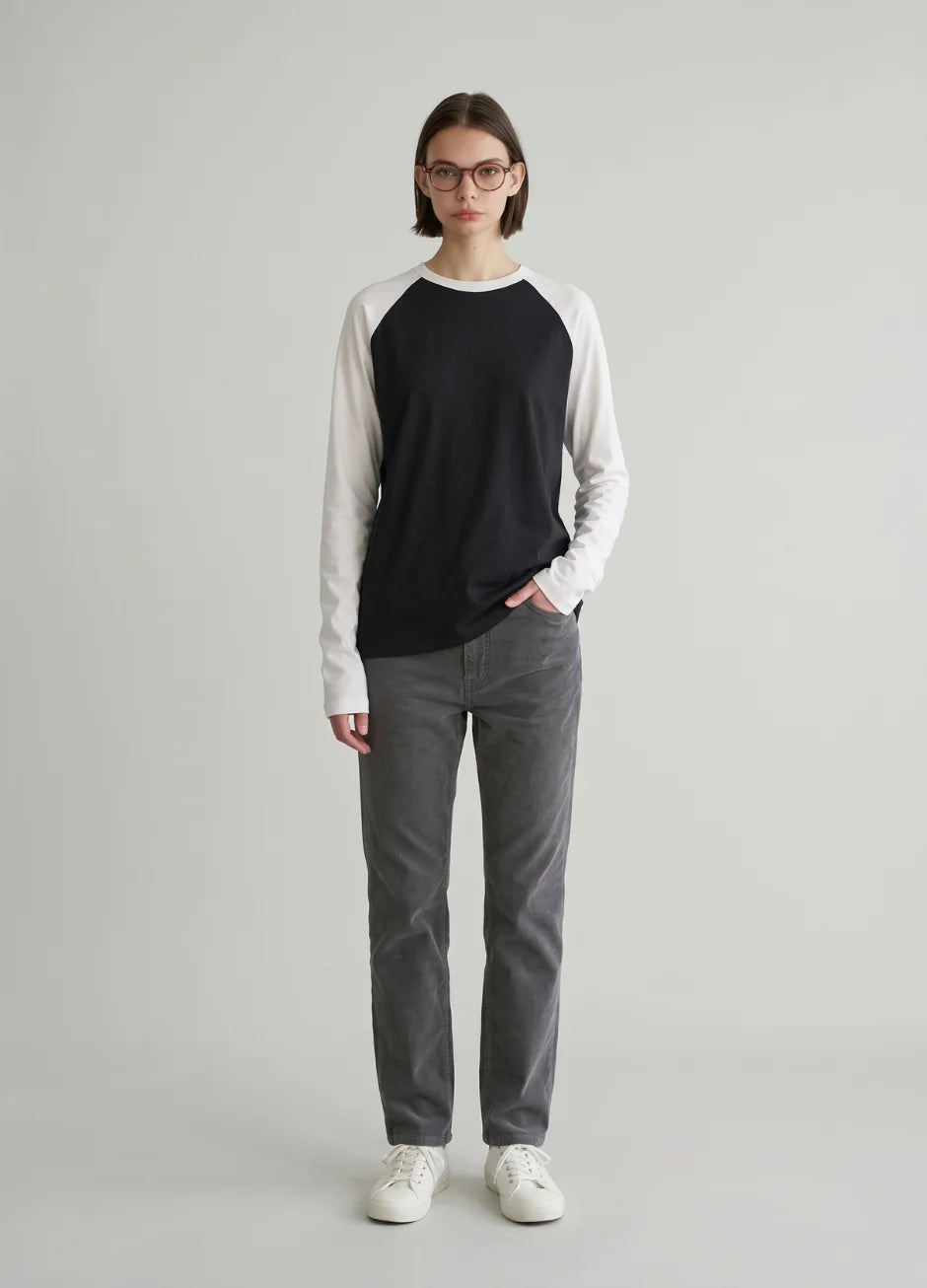 Contrast Raglan Sleeve Top | Black/White