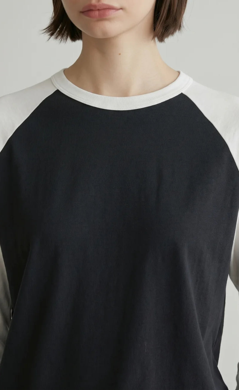 Contrast Raglan Sleeve Top | Black/White