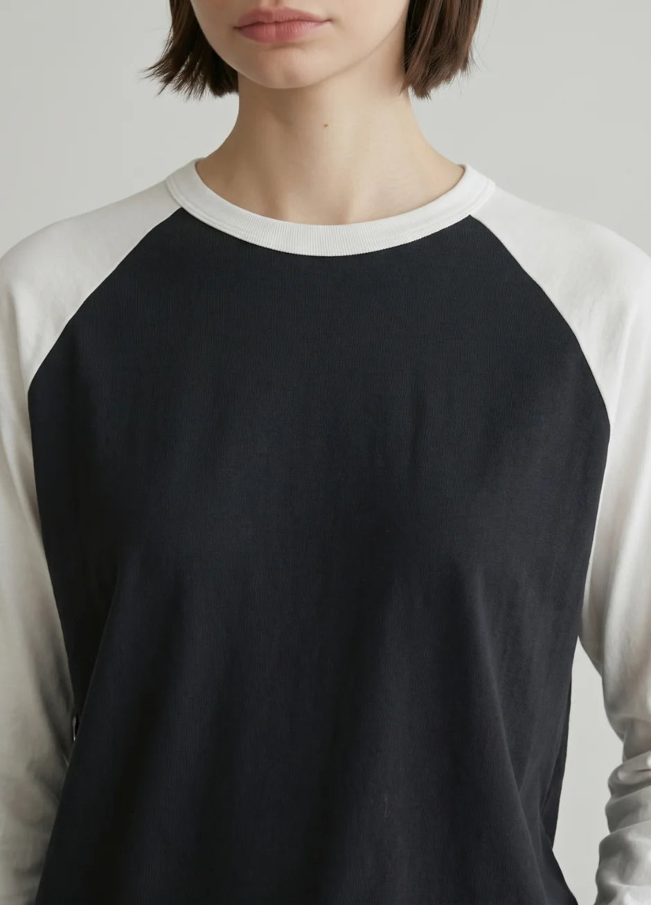 Contrast Raglan Sleeve Top | Black/White