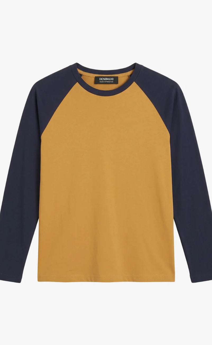 Contrast Raglan Sleeve Top | Mustard/Black