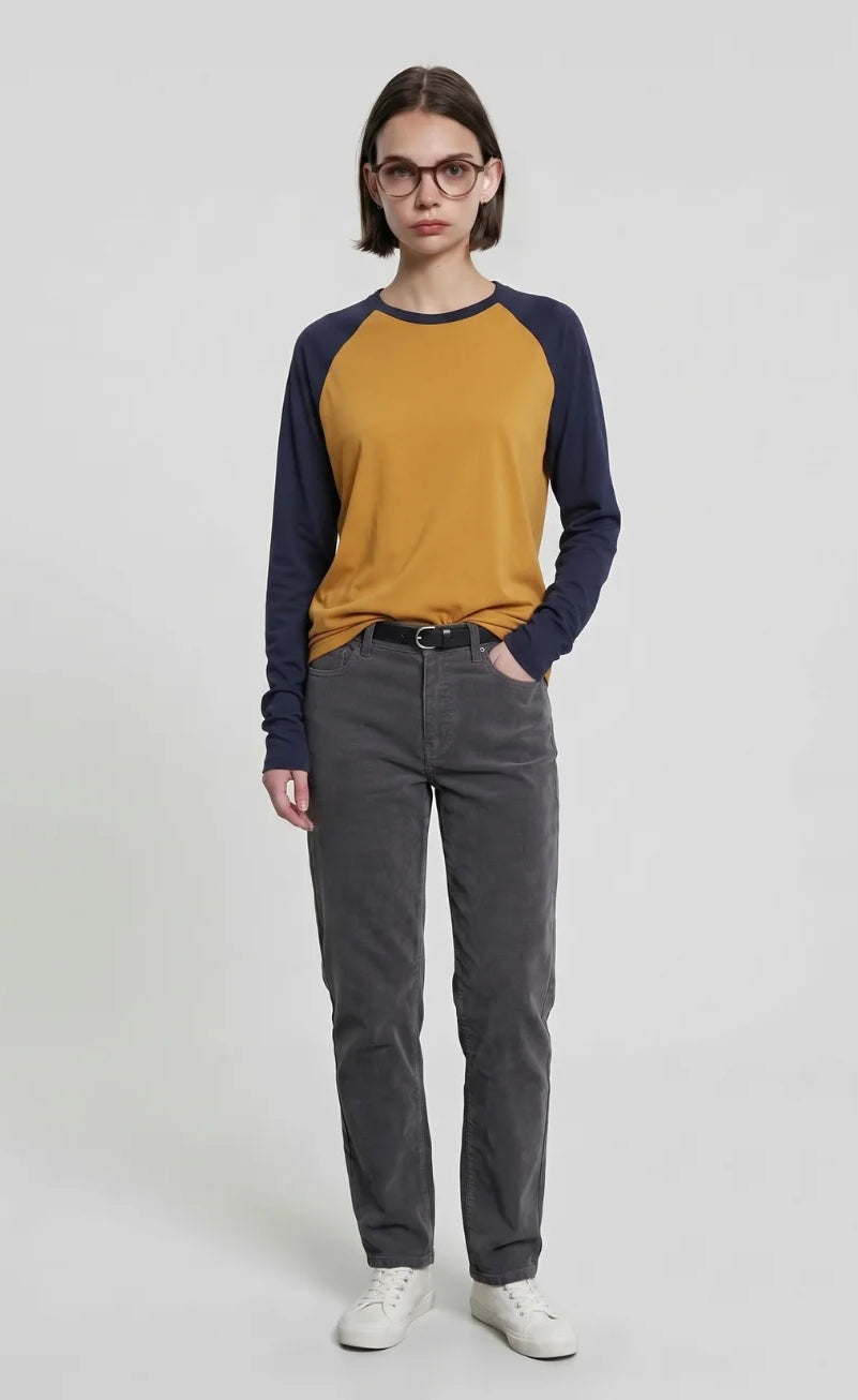 Contrast Raglan Sleeve Top | Mustard/Black