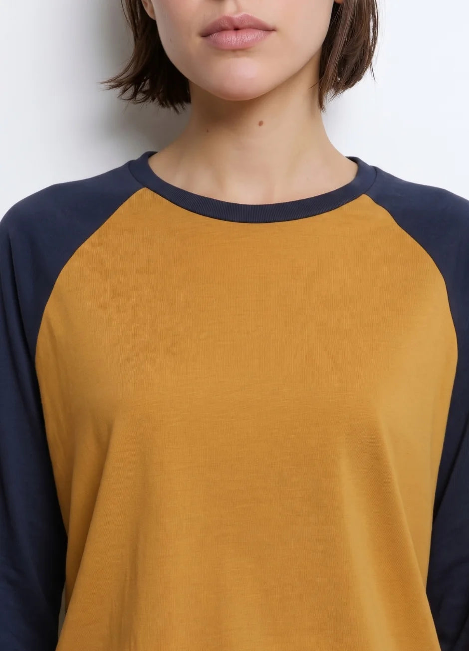 Contrast Raglan Sleeve Top | Mustard/Black