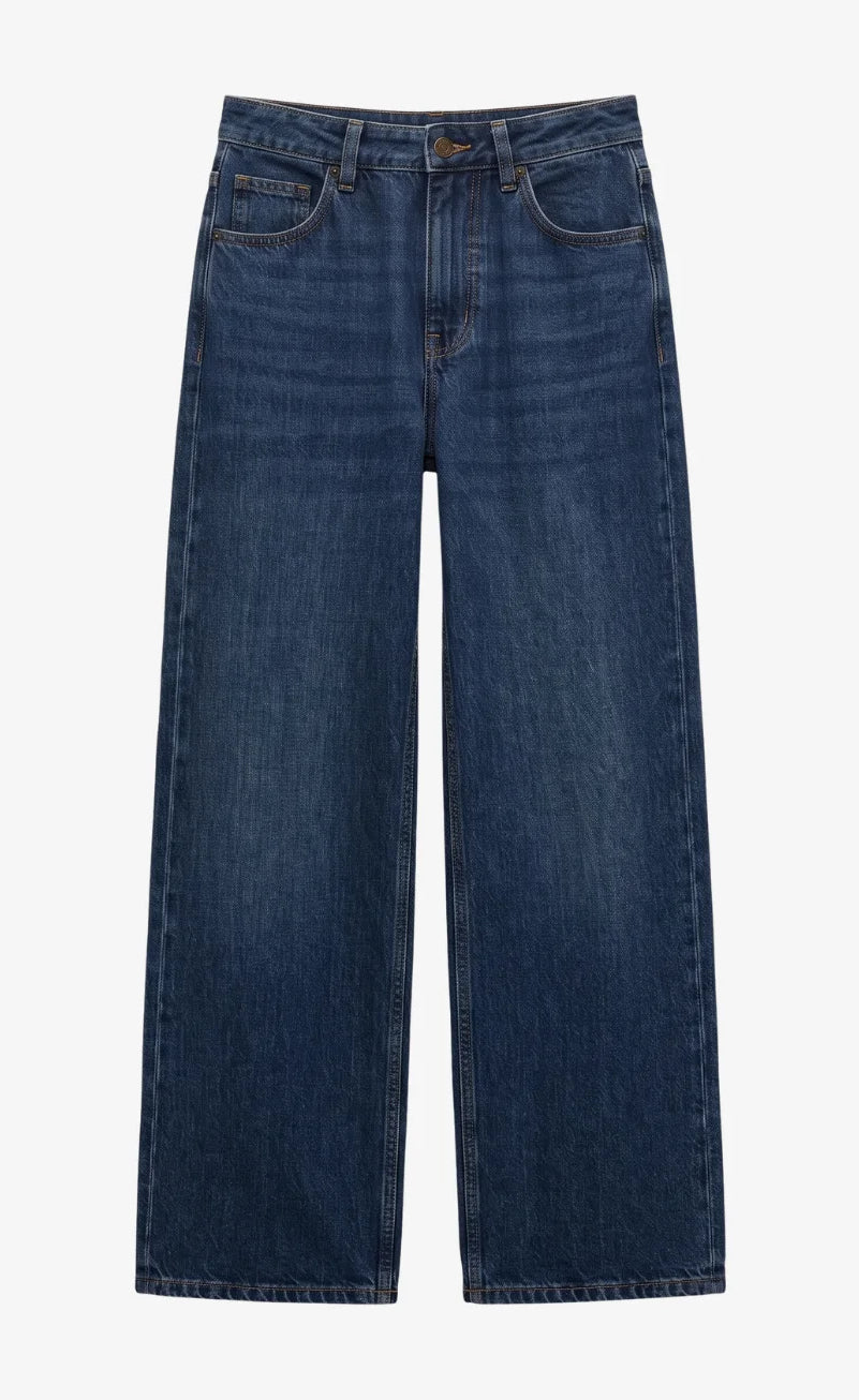 D600 High Waist Wide Leg Jeans | Dark Blue Wisker