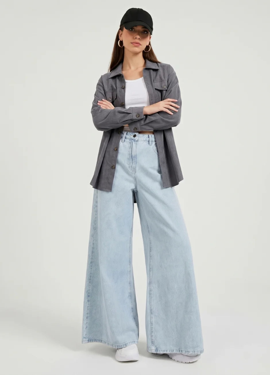 Zara Wide-Leg Jeans - Light Blue