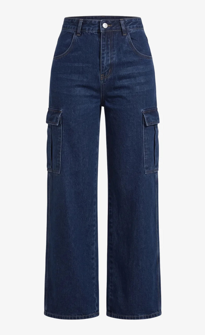 Baggy Wide-Leg Cargo Jeans