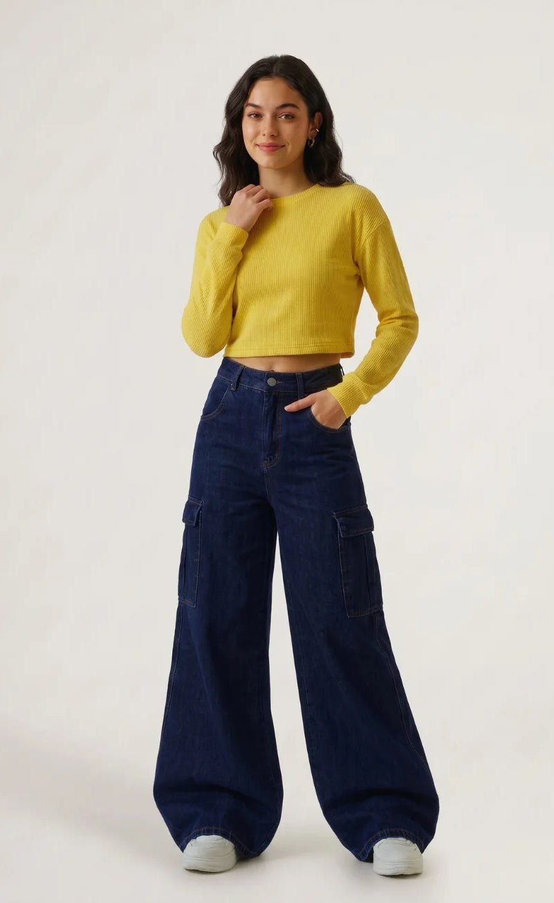 Baggy Wide-Leg Cargo Jeans
