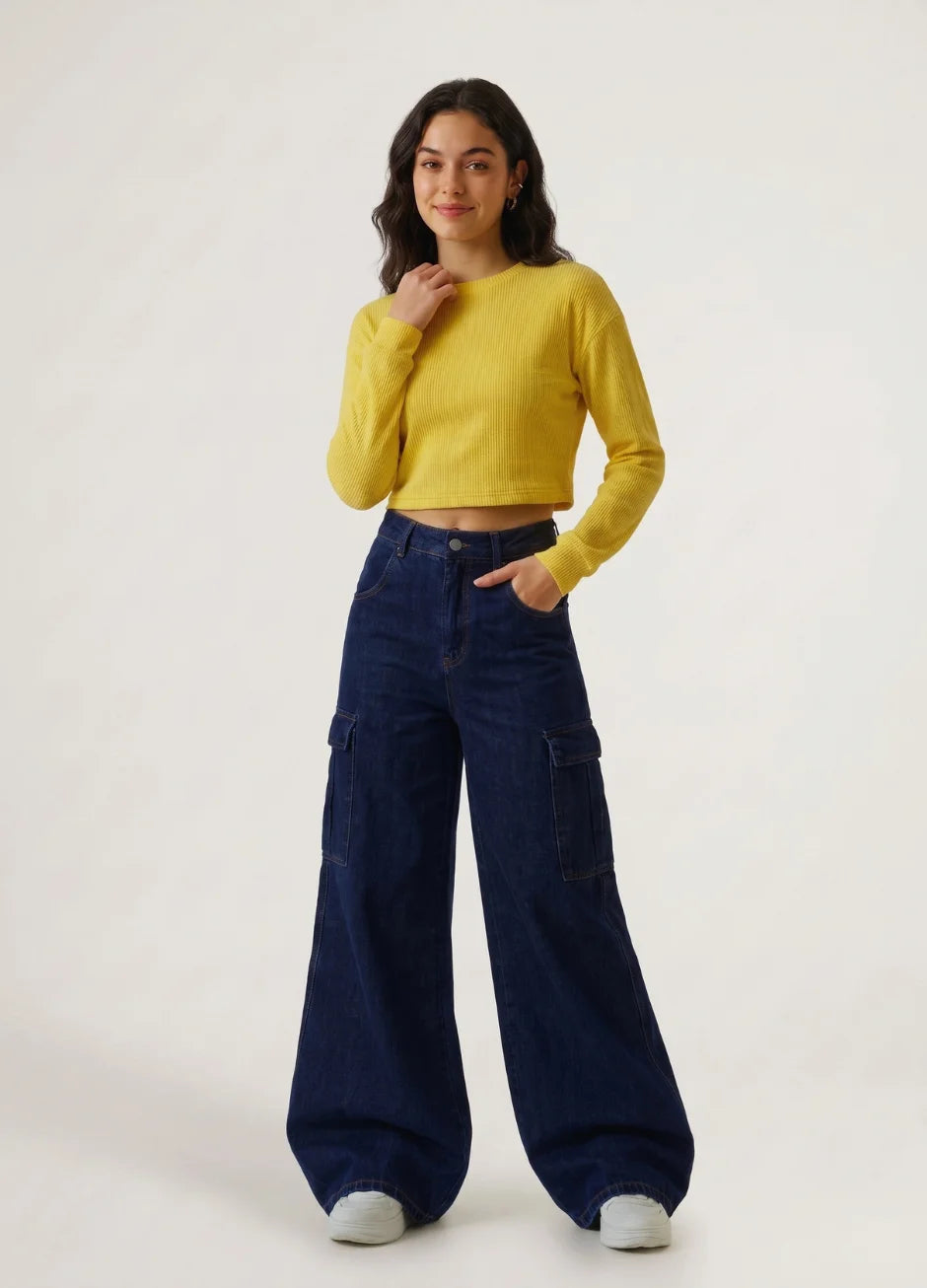 Baggy Wide-Leg Cargo Jeans