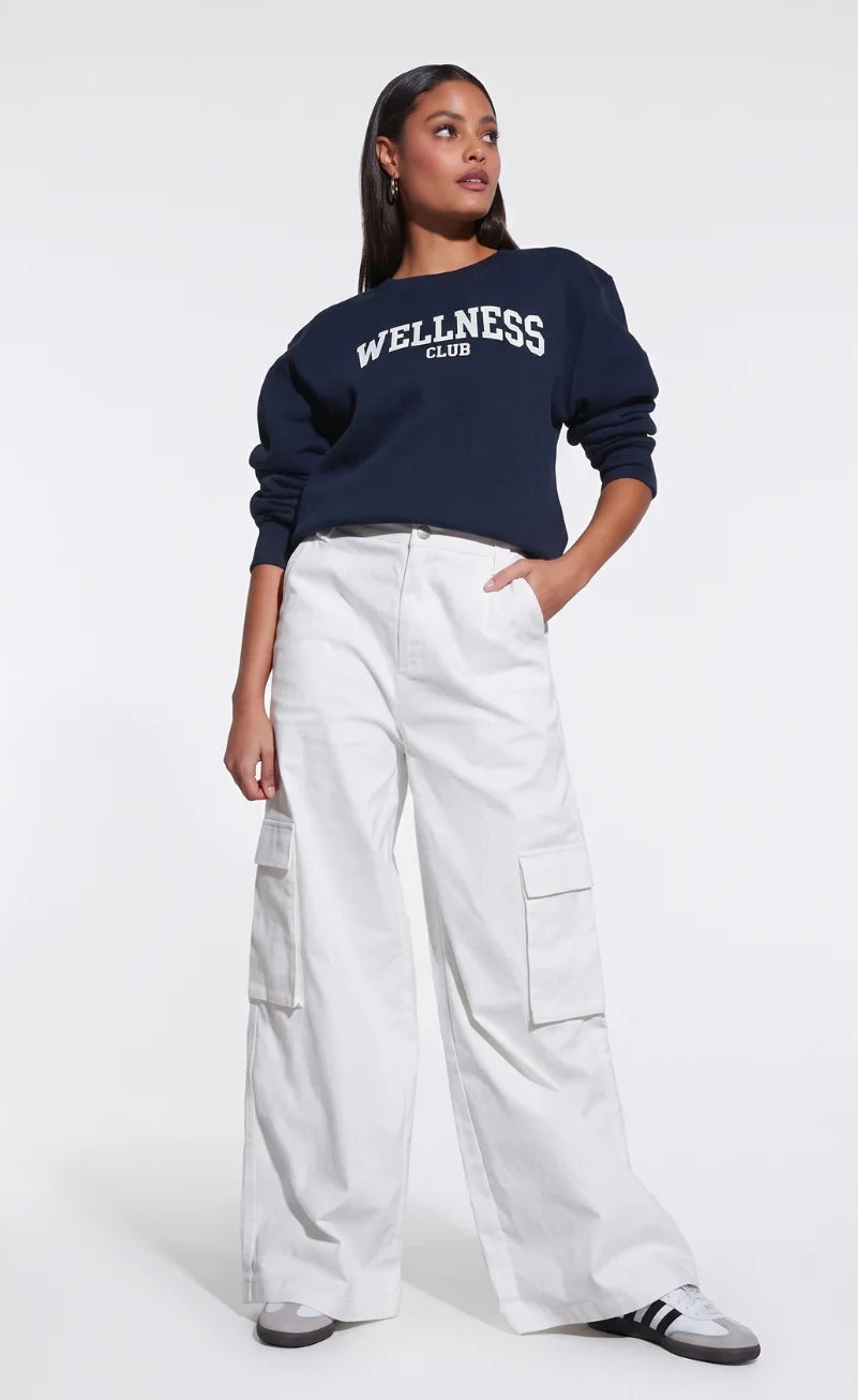 Baggy Palazzo Cargo Wide Leg Jeans - White