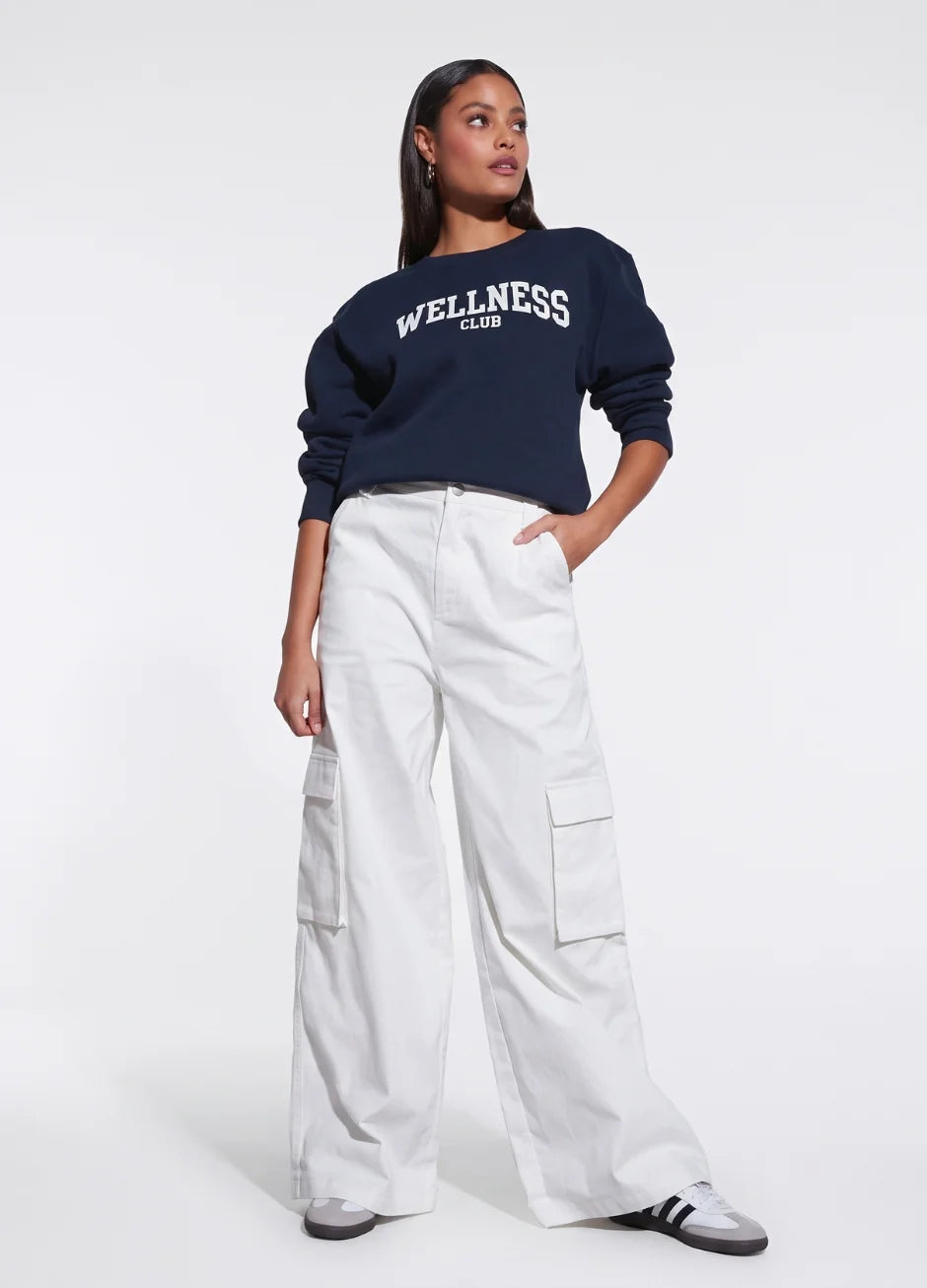 Baggy Palazzo Cargo Wide Leg Jeans - White