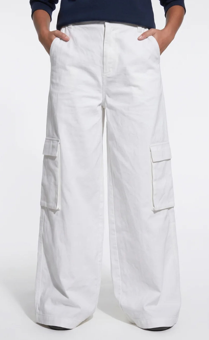 Baggy Palazzo Cargo Wide Leg Jeans - White
