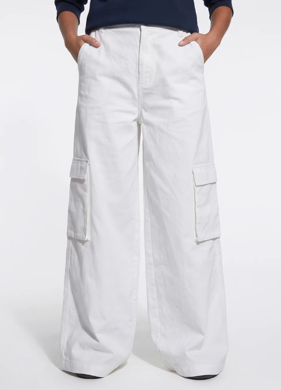 Baggy Palazzo Cargo Wide Leg Jeans - White