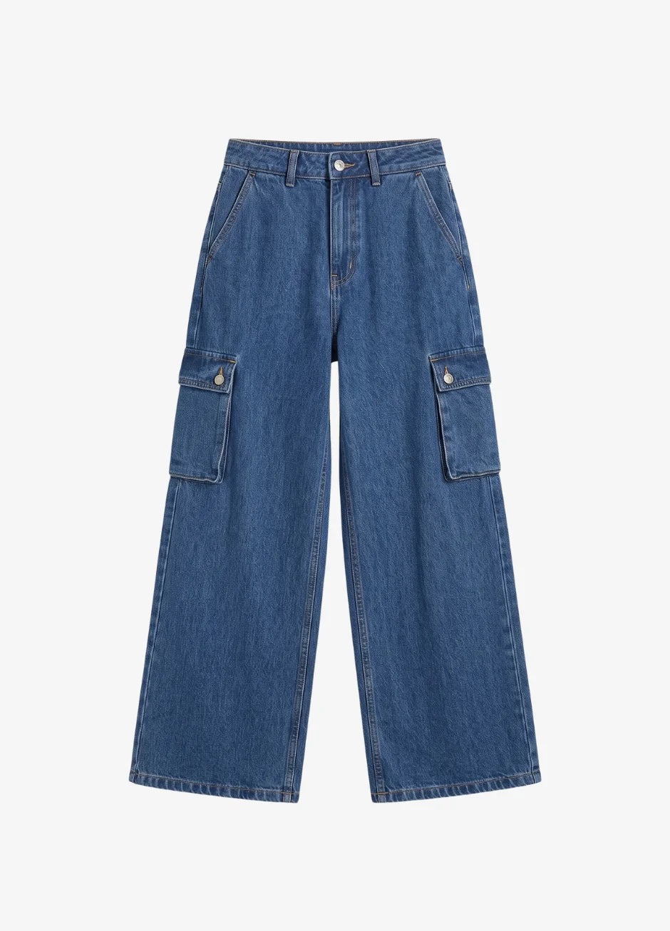 High Rise Wide Leg Cargo Jeans