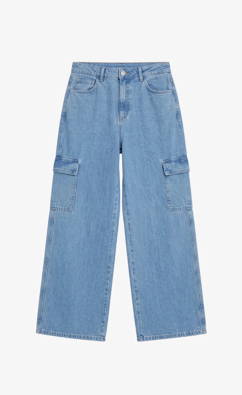 D600 Cargo High-Waist Wide-Leg Jeans