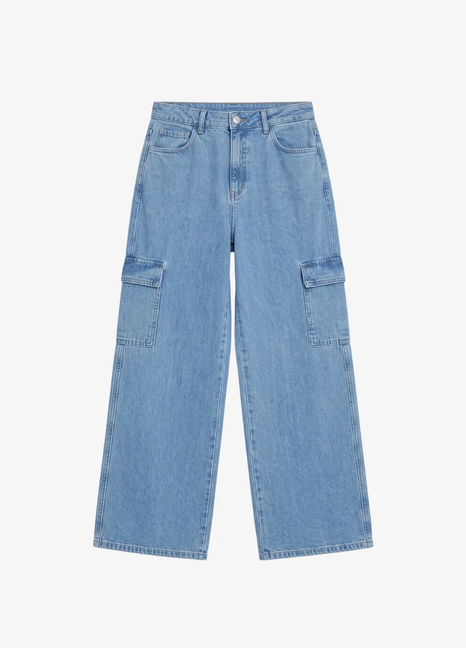D600 Cargo High-Waist Wide-Leg Jeans