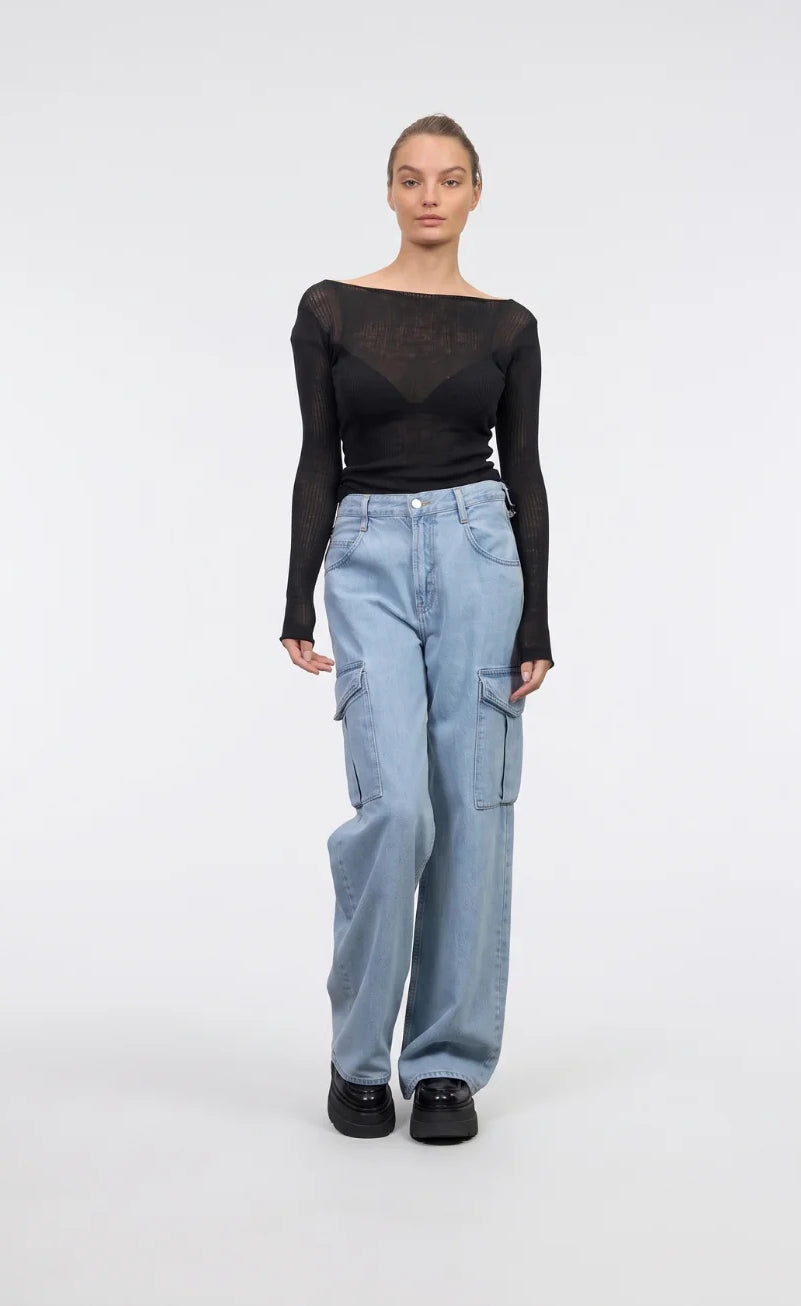 HM Cargo High-Waist Wide-Leg Jeans