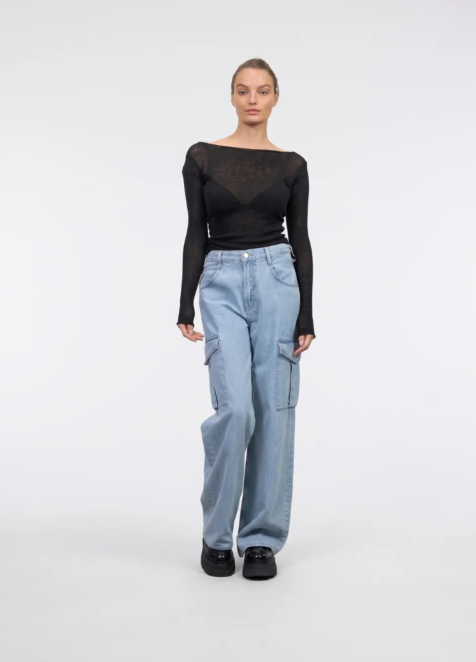 HM Cargo High-Waist Wide-Leg Jeans